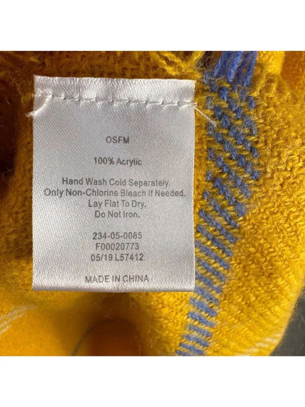Accessory Depot Scarf Wrap Yellow Plaid Gray Acrylic Fringe